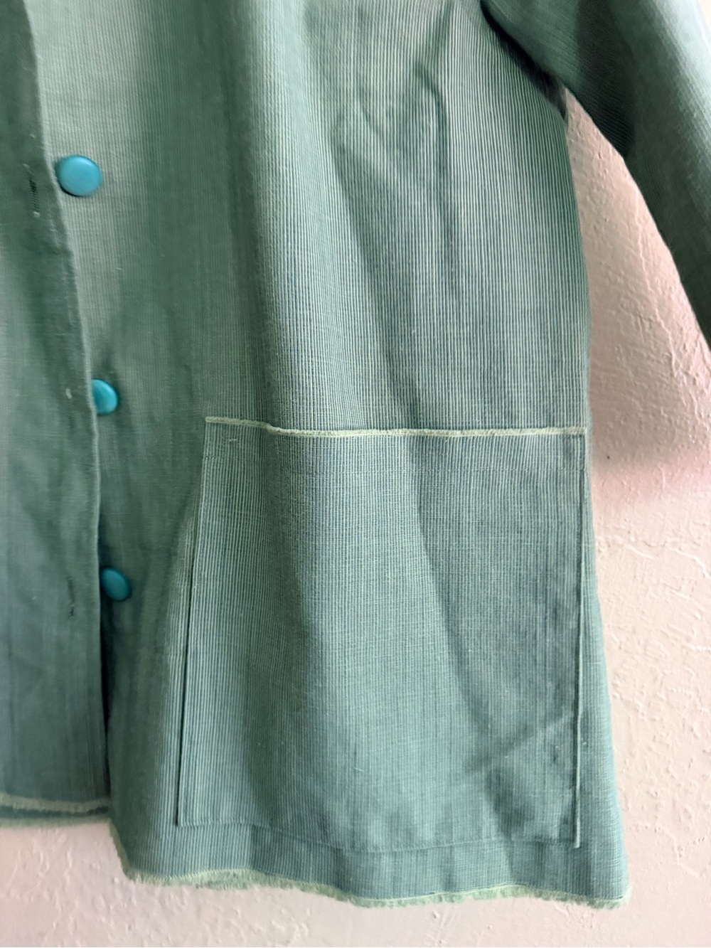 Handmade Light Green Button-Front Jacket - Picture 2 of 4